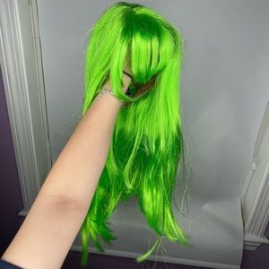 Neon Green Wig with Bangs